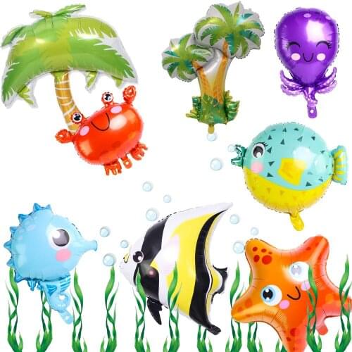 Fish Foil Balloons Ocean Animal Balloons Shark octopus Clown Fish crab Sea starfish Animal Theme Party Birthday Decor Suppliers
