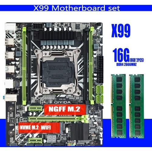 X99 motherboard with 2*8G=16GB DDR4 2666Mhz RAM memory combo Kit set NVME USB3.0 MATX Server