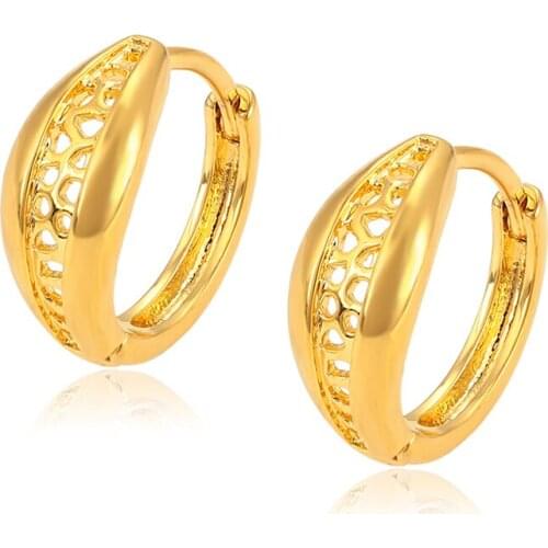 Xuping Jewelry Pure Gold-color Plated Hoops Earrings with Environmental Copper for Women Gifts 97657