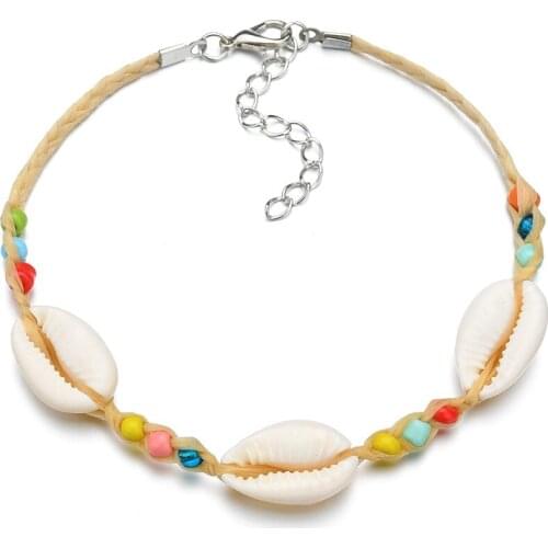 Handmade Natural Seashell Hand Knit Bracelet Shells Bracelets Women Accessories Beaded Strand Bracelet