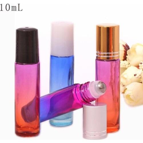 10ml Roll on Thick Glass Bottle Stainless Steel Roller Ball Essential Oils Perfume Bottle with Metal Ball and Plastic F20172439