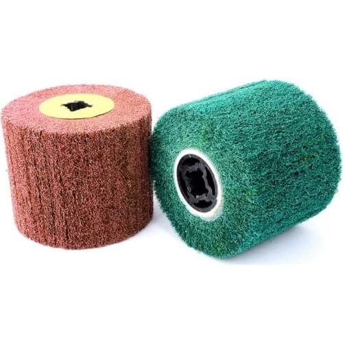 120x100x19Mm Non-Woven Nylon Flap Brush Satin Drawing Polishing Deburring Drum Wheel For Stainless Steel