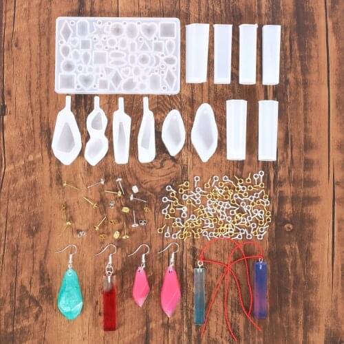 137pcs New Crystal Glue Dropping Mold Set Jewelry Accessories Silicone Mold Butterfly Earplugs Earrings Gold Sheep Horn Nails