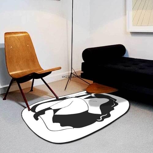 200*300cm shaped irregular ellipse fashion art black and white woman living room bedroom bedside carpet floor mat customization