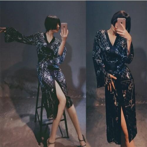 2021 kimono dress for women yukata japanese style sexy costume floral print chiffon dress elegant party dress kimono vestido