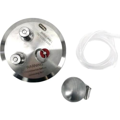 Home brew 4 INCH TRI-CLOVER KEGMENTER LID WITH BALL LOCK POSTS, FLOATING DIP TUBE AND PRV