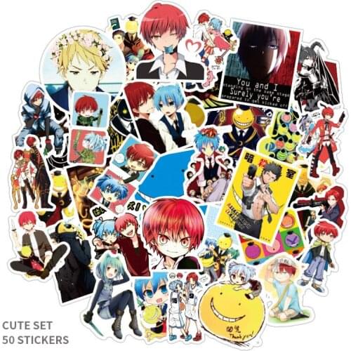 50Pcs/set Anime Assassination Classroom Graffiti Cartoon Stickers DIY TOY Bicycle Motorcycle Car Skateboard Laptop