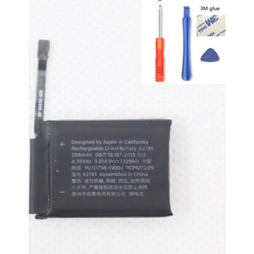 ISUNOO A2181 Battery For APPLE Watch Series 5 A2181 42mm Watch Batteries 296mAh With Repair Tools