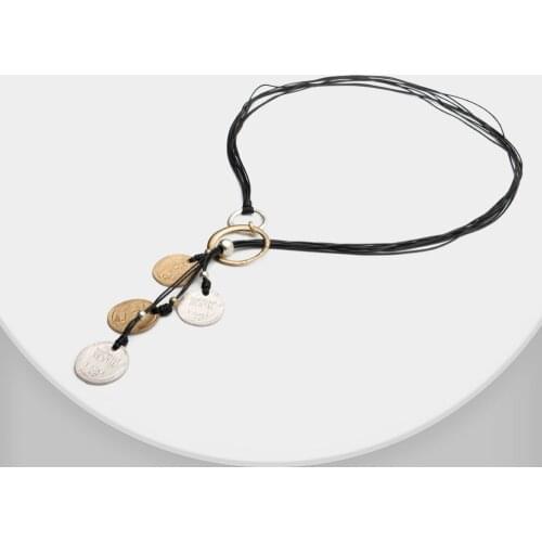 Amorita boutique Fashion design coins sweater chain necklace