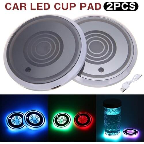 Car LED Cup Pad Atmosphere Lamp Universal Car Cup Holder RGB Light Mat Non-slip Luminous Pad Car Interior Decoration Supplies