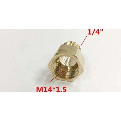 Free shipping BSP 1/4" Male Threaded M14*1.5 Female Threaded Brass Coupler Adapter Brass Pipe Fitting