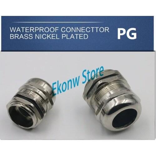 Free Shipping PG7-PG36 Nickel Brass Metal Waterproof Cable Glands Joints IP68 cable connector for 3-55mm cable