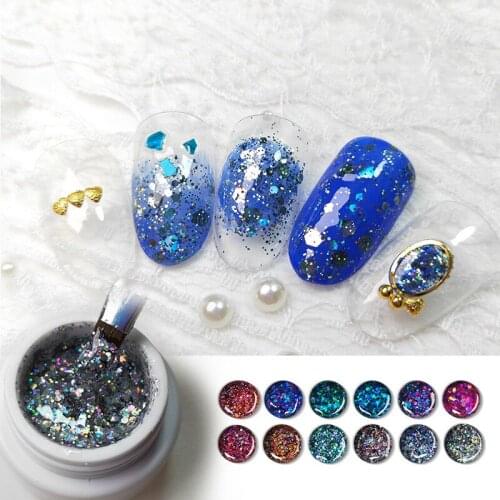 Glitter Gel Nail Polish Shiny lakiery hybrydowe Soak Off Bling Sequins Gel Polish lakier hybrydowy UV Gel Varnish