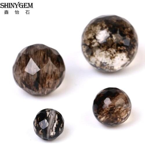 ShinyGem 8-16mm Round Black Brown Color Natural Smoky Crystal Quartzs Beads Faceted Glass Loose Bead DIY Jewelry Making 10pcs