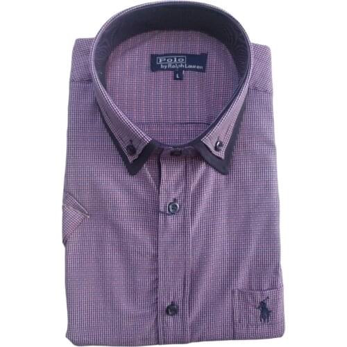 Erkek Kısa Kollu Duble Yakalı Kare Desenli Gömlek EGK-PLDMKR