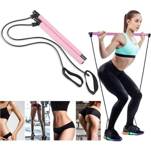 Yoga Exercise Resistance Bands Pilates Stick Fitness Elastic Pull Rope Kit Home Gym Leg Bodybuilding Muscle Training Equipment