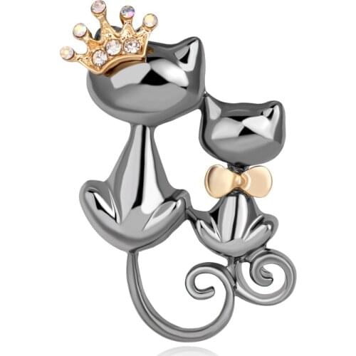 Elegant fashion, double cat brooches accessories plating gun black alloy brooch brooch euramerican popularity animals