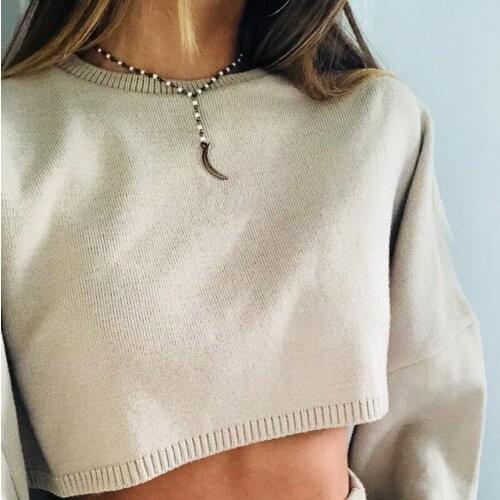 HebeDeer Moon Trendy Girl Bead Necklace Chain Women Silver Color Bohemia Stainless Steel Necklaces Jewelry Lovers Collares