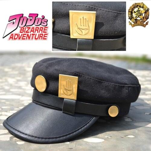 Anime JoJos Bizarre Adventure Cosplay Cap Jotaro Kujo Joseph Hat Army Military JOJOs Caps Hats Badges Animation Around Props