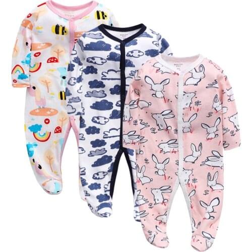 Newborn Onesies Boys and Girls Clothes Wrapped Baby Long Sleeve Clothes Pure Cotton Cute Printed Onesies