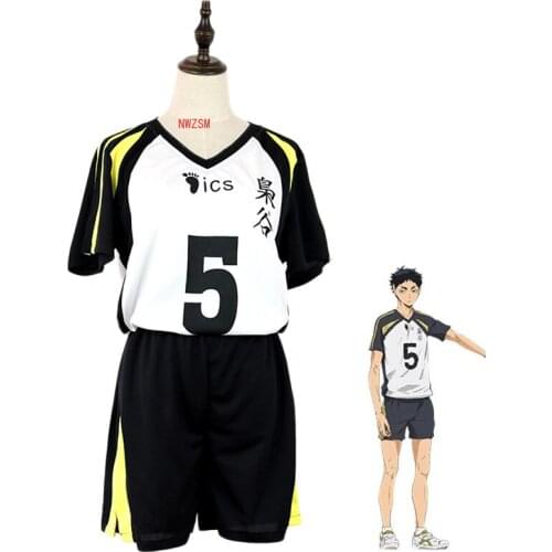 Haikyuu!! Fukurodani Akaashi Keiji Uniform T-shirt Shorts Cosplay Costume Haikiyu Volley Ball Team Jersey Sportswear