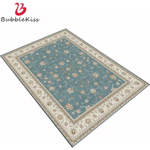 Bubble Kiss Vintage Flowers Carpet For Living Room European Blue Floral Blue Ethnic Style Rugs Home Decor Bedroom Floor Rugs
