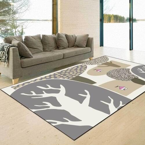 Nordic Style Living Room Carpet Off-White Cartoon Trees Children Room Rugs Home Non-Slip Floor Mat Large Carpets Bedroom Decor