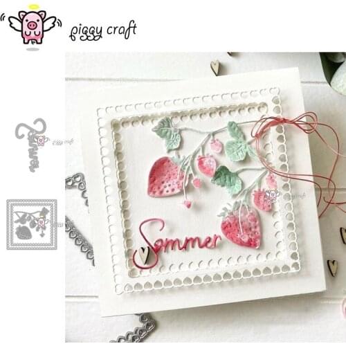 Piggy Craft metal cutting dies cut die mold Strawberry heart square frame Scrapbook paper craft knife mould blade punch stencil