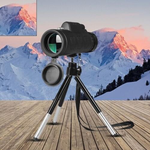 40X60 Monocular Telescope Wide Angle HD Night Vision Prism Scope With Compass Phone Clip Tripod Outdoor Portable Telescope