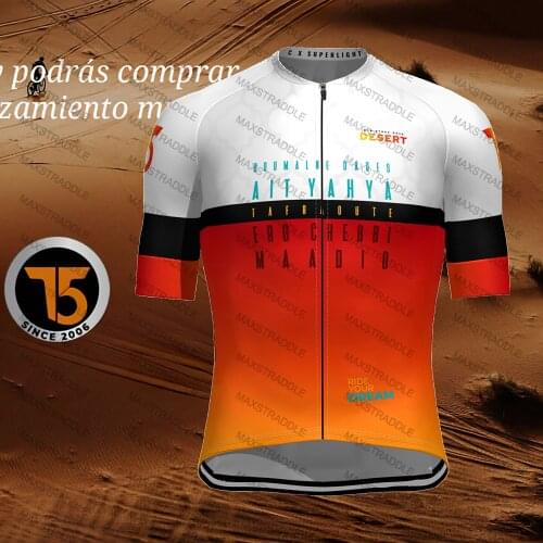 Men Summer Cycling Jersey Short Tops Shirt Spain 2021 Pro Team Presents The Jerseys Of The Desert MTB Road Bike Jersey