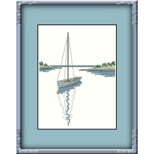 Sail shadow cross stitch package flowers 18ct 14ct 11ct cloth cotton thread embroidery DIY handmade needlework