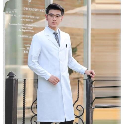 New Health Workwears Scrubs Uniform White Long Sleeve Pet Shop Coat Men Short Sleeve Robe Monochrome Frosted Coat Lab Uniform