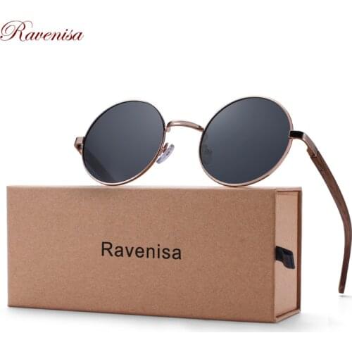 RAVENISA 2021 Retro Round Wood Sunglasses For Men Women Wooden Sun Glasses Polarized Blue Mirror Eyewear Fashion Driving Goggle