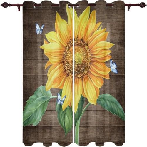 Sunflower Butterfly Large Curtains For Living Room Window Curtain Bedroom Kitchen Balcony Gazebo Curtain Room Divider