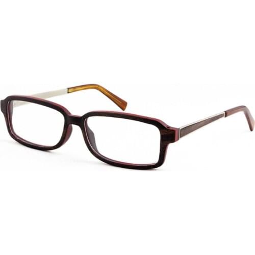 Dropshipping Black Wood Pattern Metal Eyewear Rectangle Non Prescription Ebony Glasses Frame with Clear Lens for Men