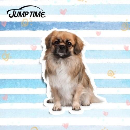 Jump Time 13cm x 10cm Tibetan Spaniel Pet Dog Decal Laptop Stickers Car Decals For Animal Vinyl Decal Car Stickers Car Styling