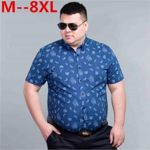 NEW 7XL 6X Men Hawaiian Short Sleeve Shirt Male Luxury Cotton Aloha Flower Floral Printed Casual Shirt Clothes Summer