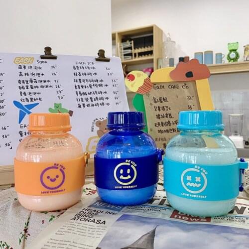 12 Oz Cute Fashion Sports Plastic Water Bottle With Keychain Convenient to Carry BPA Free Anti-Slip Leakproof for Gym Outdoor