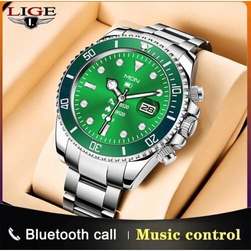 LIGE New Mens Luxury Business Smart Watch Multifunctional Sports Smart Watch Bluetooth Call Waterproof Suitable For Men + Box