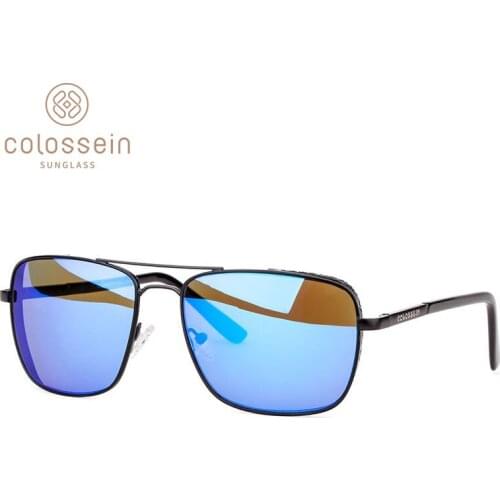 COLOSSEIN Retro Sunglasses Men For Fishing Driving Square Alloy Sun Glasses Black Frame Fashion Cool Eyewear Eyewear UV400