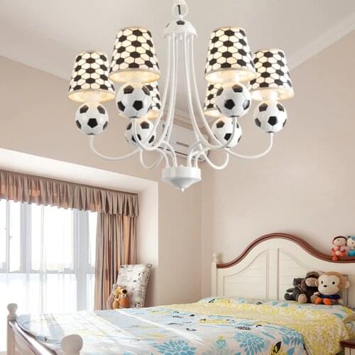 Modern Kids Room Led Chandelier Theme Football Chandelier boy Baby Bedroom Lighting Nordic Cartoon Decorative iron art Lamps