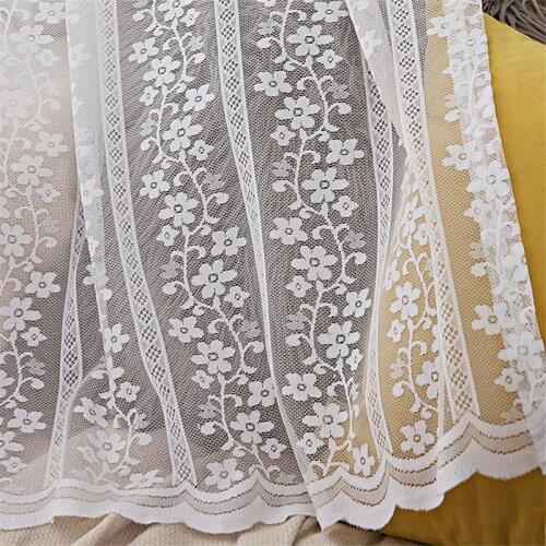 Modern Lace Curtains for Living Room Sheer Window Curtain for Bedroom White Transparent Curtain Drape Floral Tulle Curtain Decor