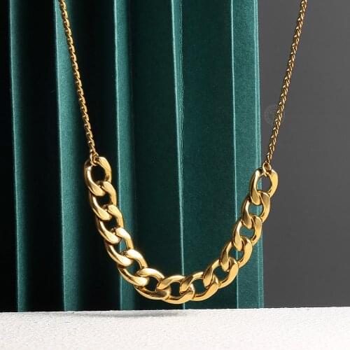 Stylish Necklace for Men Women Gold Color Stainless Steel Cuban Curb Link Chian 16+2inch Extension Link Wholesale LDN235