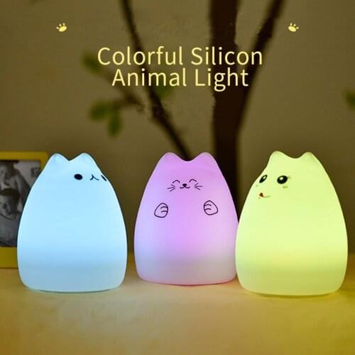 Cute Colorful Cat LED Silicone Night Light Touch Sensor Rechargeable light 2 Modes Children Bedroom Night Lamp Halloween Gift