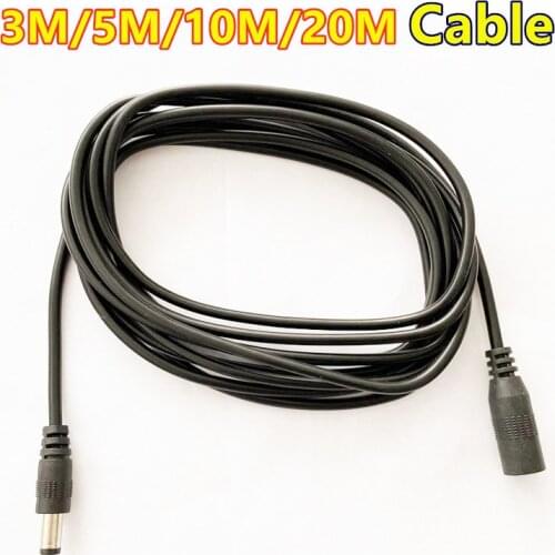 3M/5M/10M/20M DC 12V Power Extension Cable 5.5mmx2.1mm DC Plug For CCTV Camera 12 Volt Extension Cord