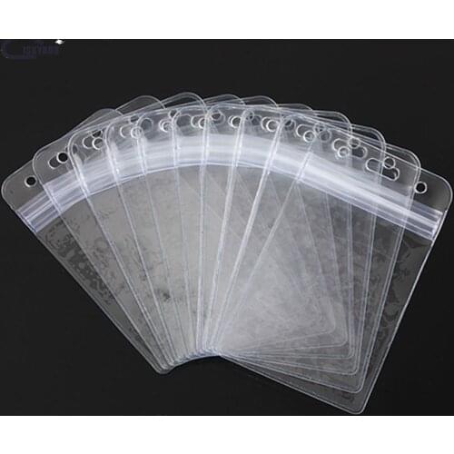 ISKYBOB 10Pcs Vertical Transparent Vinyl Plastic Clears ID Card Badge Holder Wholesale