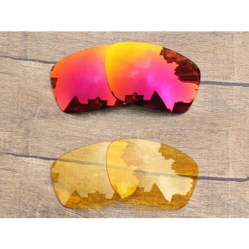 Vonxyz 2 Pairs Ruby Mirror & Yellow Polarized Replacement Lenses for-Oakley Scalpel Frame