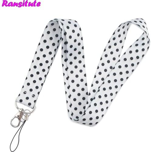 Polka Dot Neckband Lanyard Key ID Card Gym Mobile Phone Strap USB Badge Holder DIY multi-function Mobile Phone Decoration R823