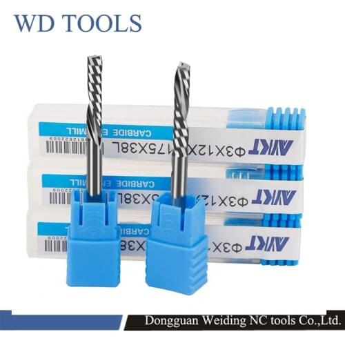 1pcs 3.175 Single Flute CNC Router Bits single Flute Spiral End Mills Carbide Milling Cutter for Aluminum PVC Cutting