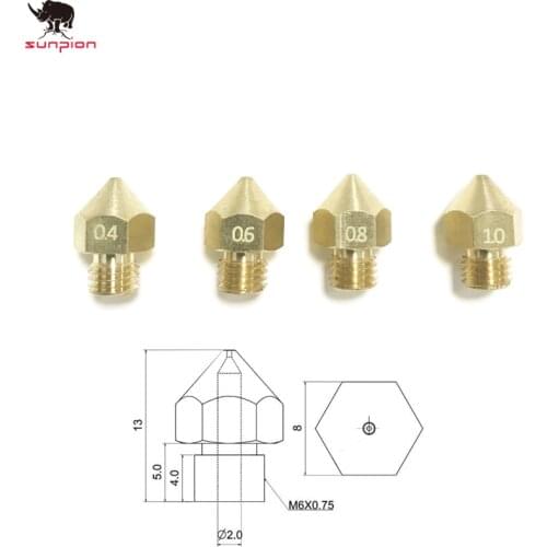 12pcs CR-10S Pro Brass Nozzle For CR10 Hotend Extruder 1.75MM Filament M6 Thread For Creality CR10/CR-10S PRO 3d printer parts